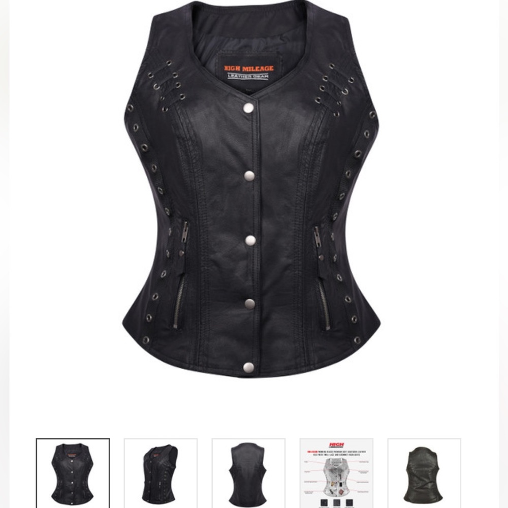 High Mileage Leather Gear Women’s Black Vest Size M with Conceal Carry Pocket!!